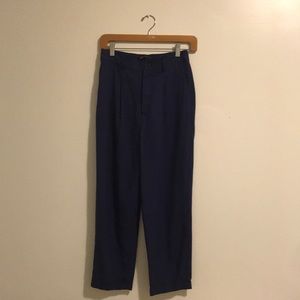 Zara NVY Cropped High Waisted Trousers SZ XS